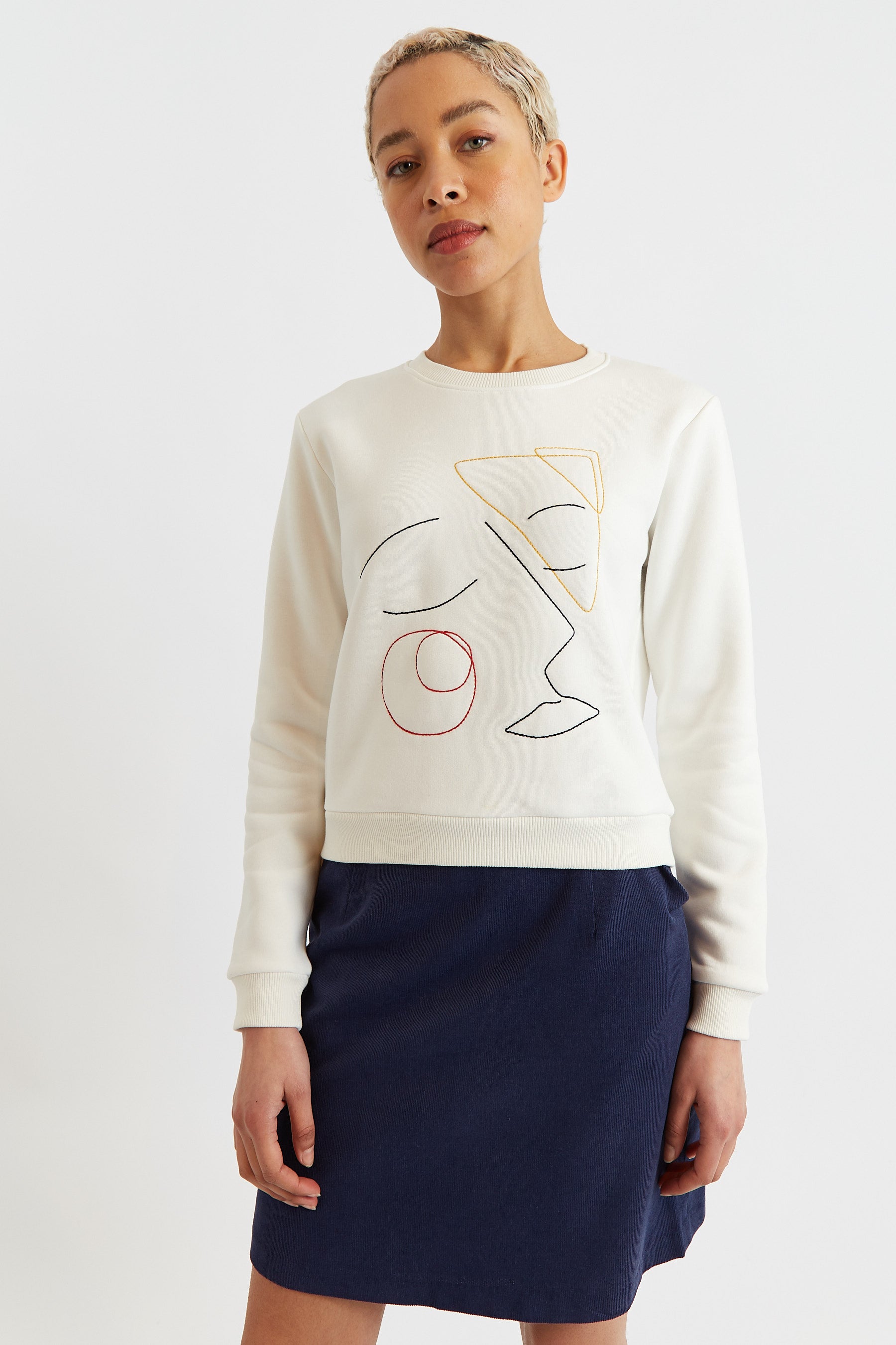 – Off Sweatshirt Embroidered Jan White - Facetime Louche