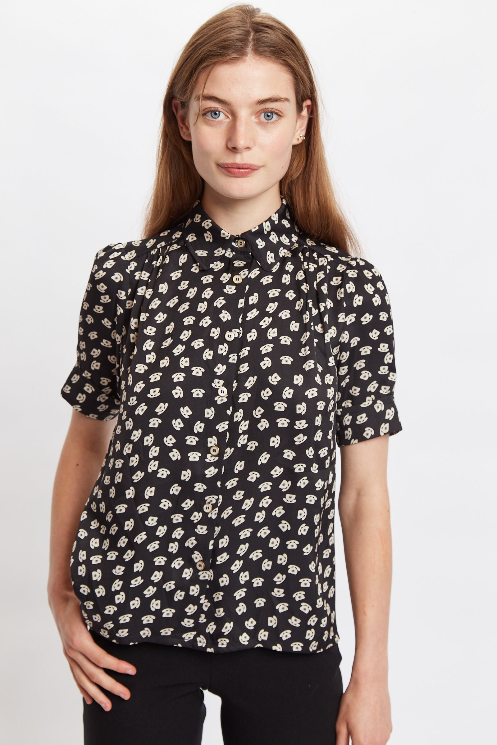 Louche Barclay Call Me Print Short Sleeve Shirt Black