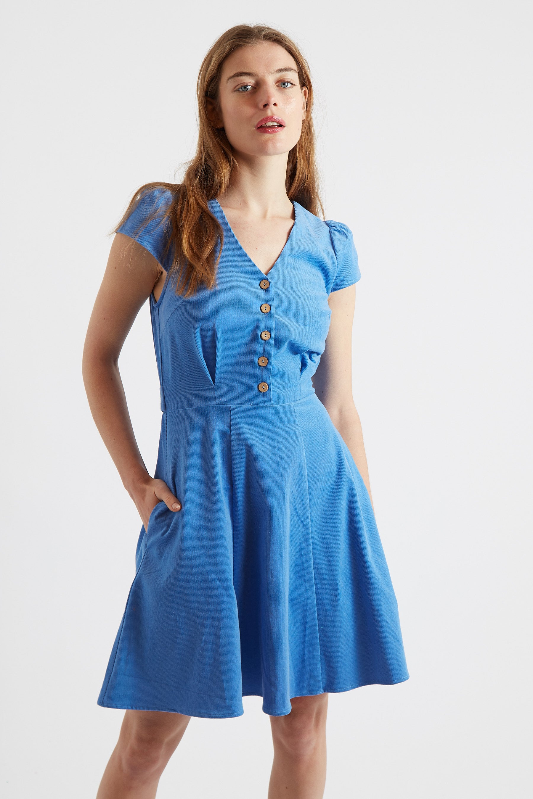 Melody button on sale through midi dress