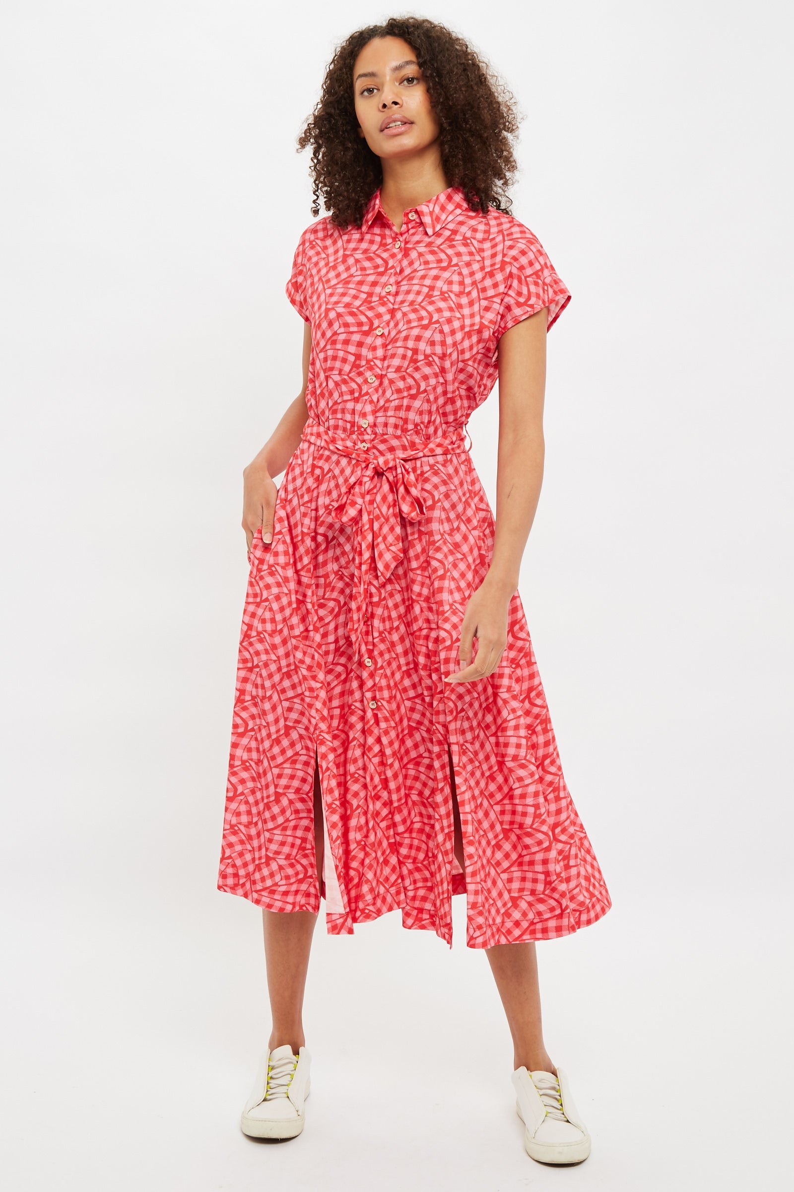 Short sleeve midi shirt on sale dress