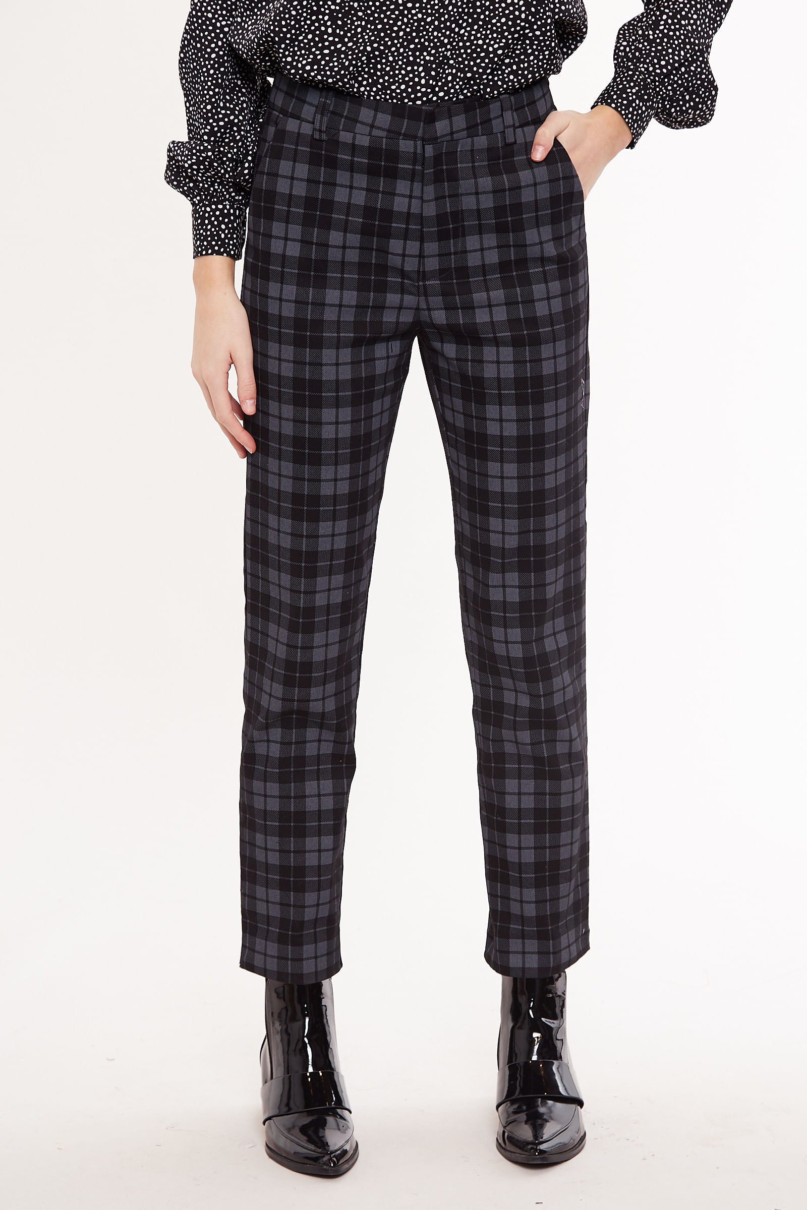 Tall Skinny Fit Mono Tartan Cropped Pants