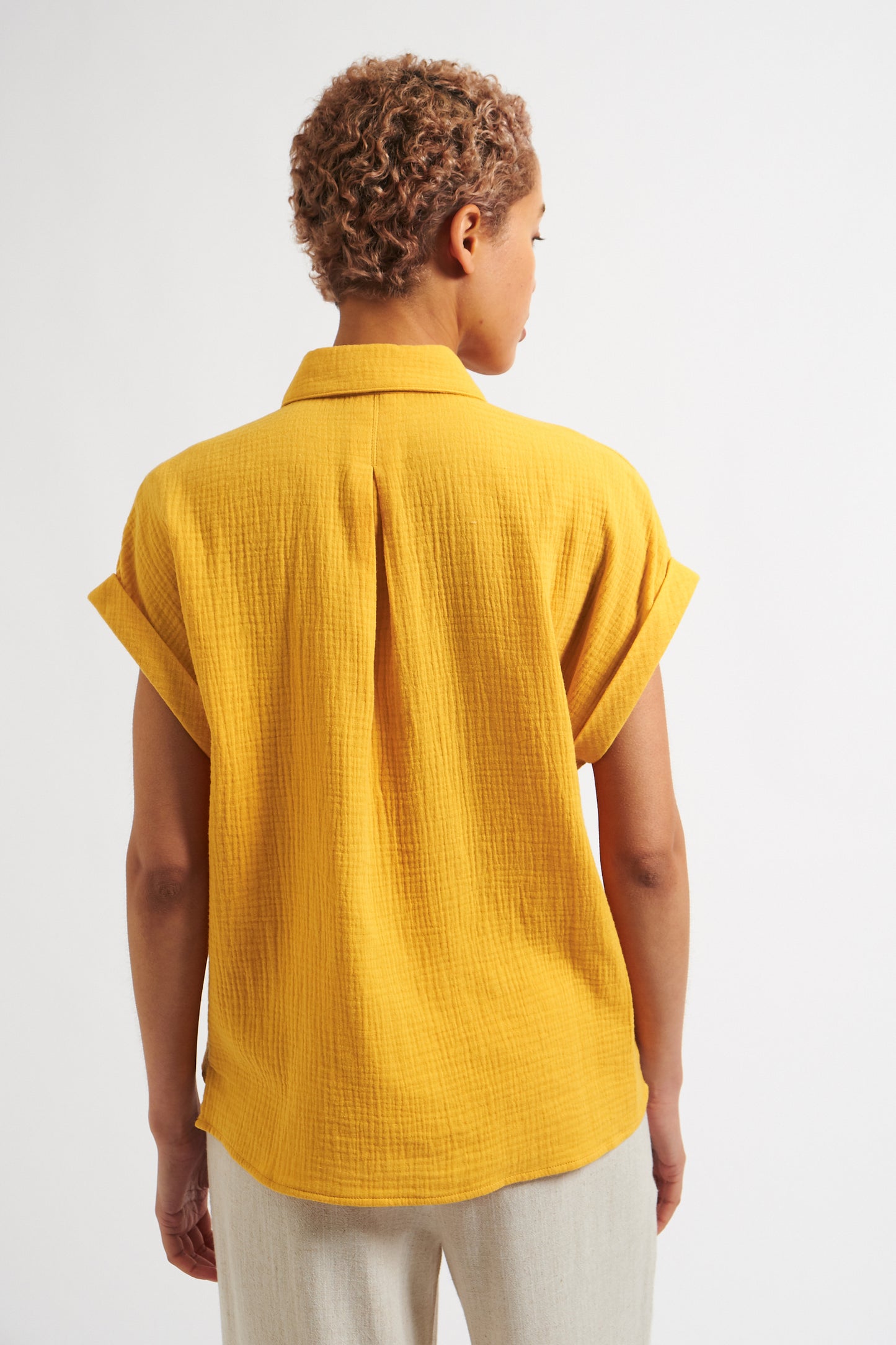 Abinaya Double Gauze Short Sleeved Shirt - Mustard