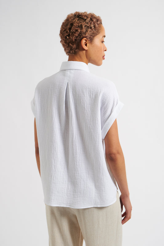 Abinaya Double Gauze Short Sleeved Shirt - White