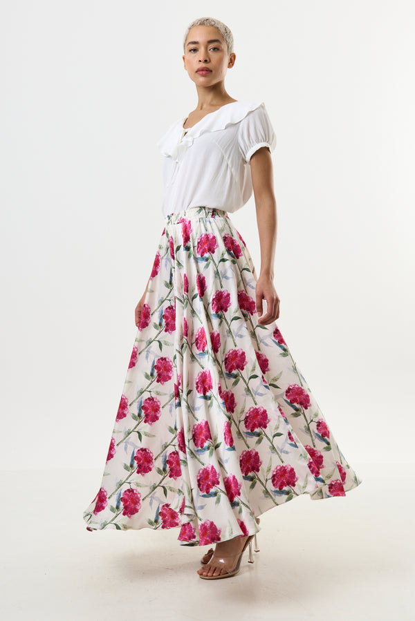 Agatha Loveflower Print Circle Midi Skirt