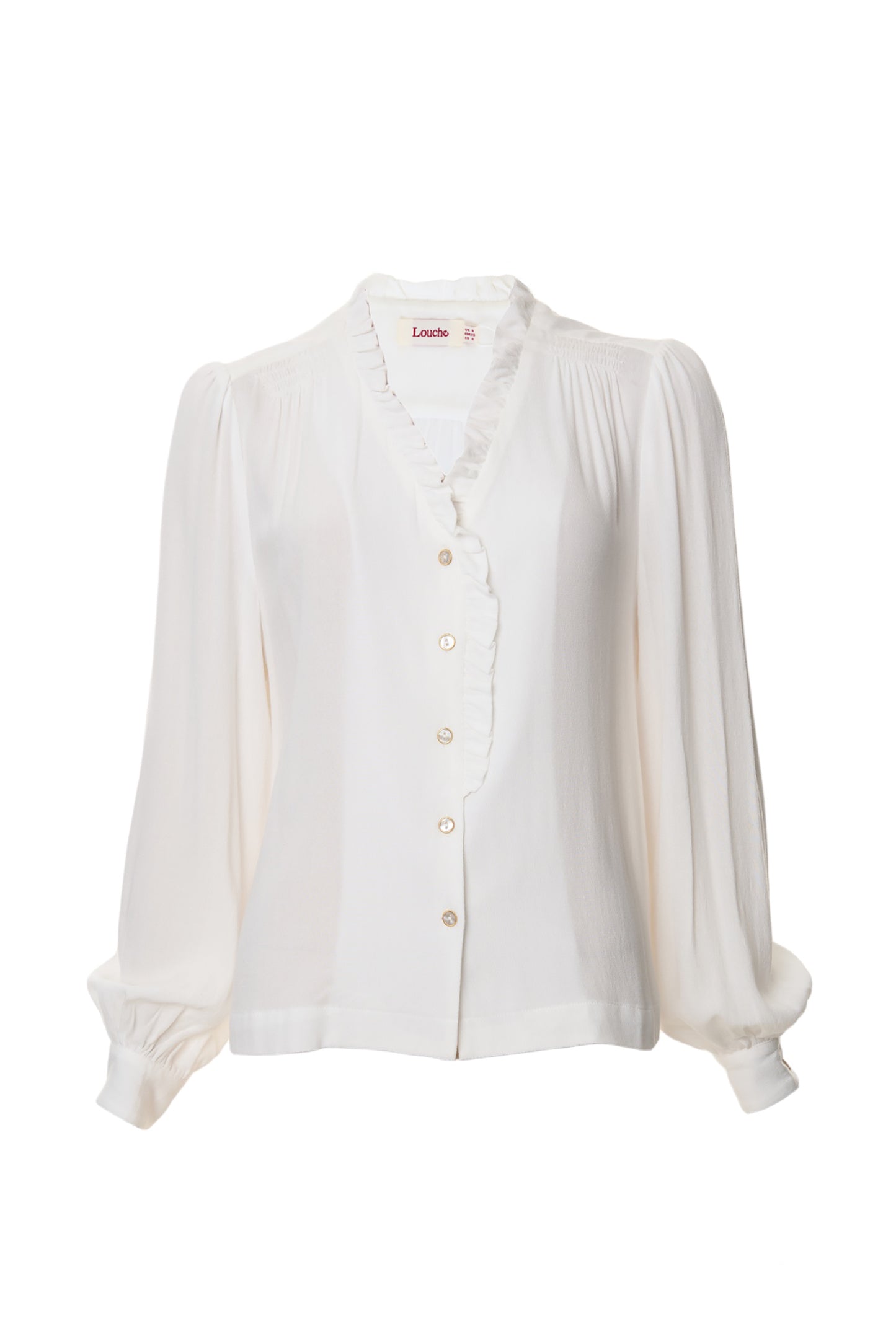 Alegra Moss Crepe Frill V-Neck Blouse