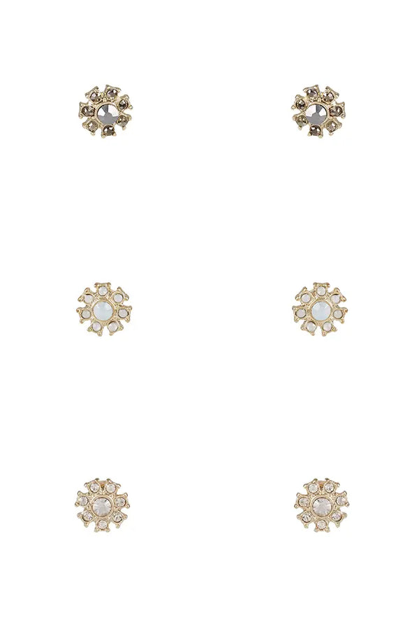 Amaia Flower Stud Set of 3 Earrings