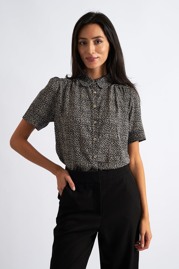 Barclay Leopard Print Short Sleeve Shirt