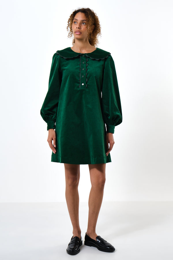 Bonny Baby cord Long Sleeve Mini Dress - Dark Green