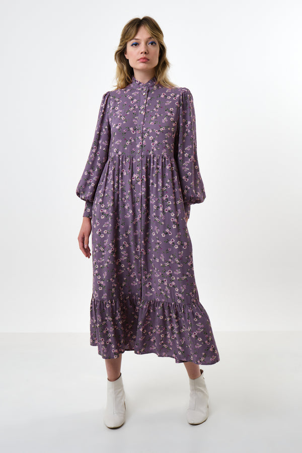 Bricia Naïve Posy Print Tiered Midi Dress - Violet