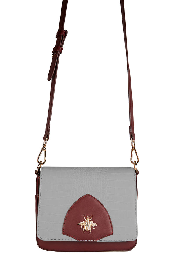 Baye Crossbody Burgandy Bag in Grey