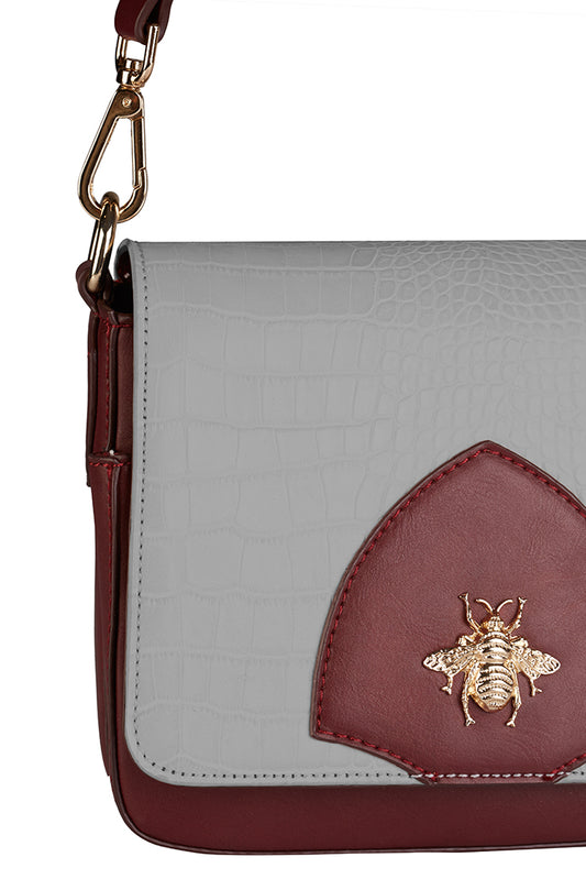 Baye Crossbody Burgandy Bag in Grey