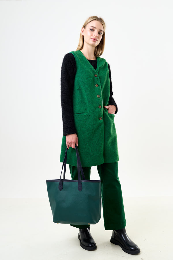 Amelia Contrast Strap Tote Bag - Green