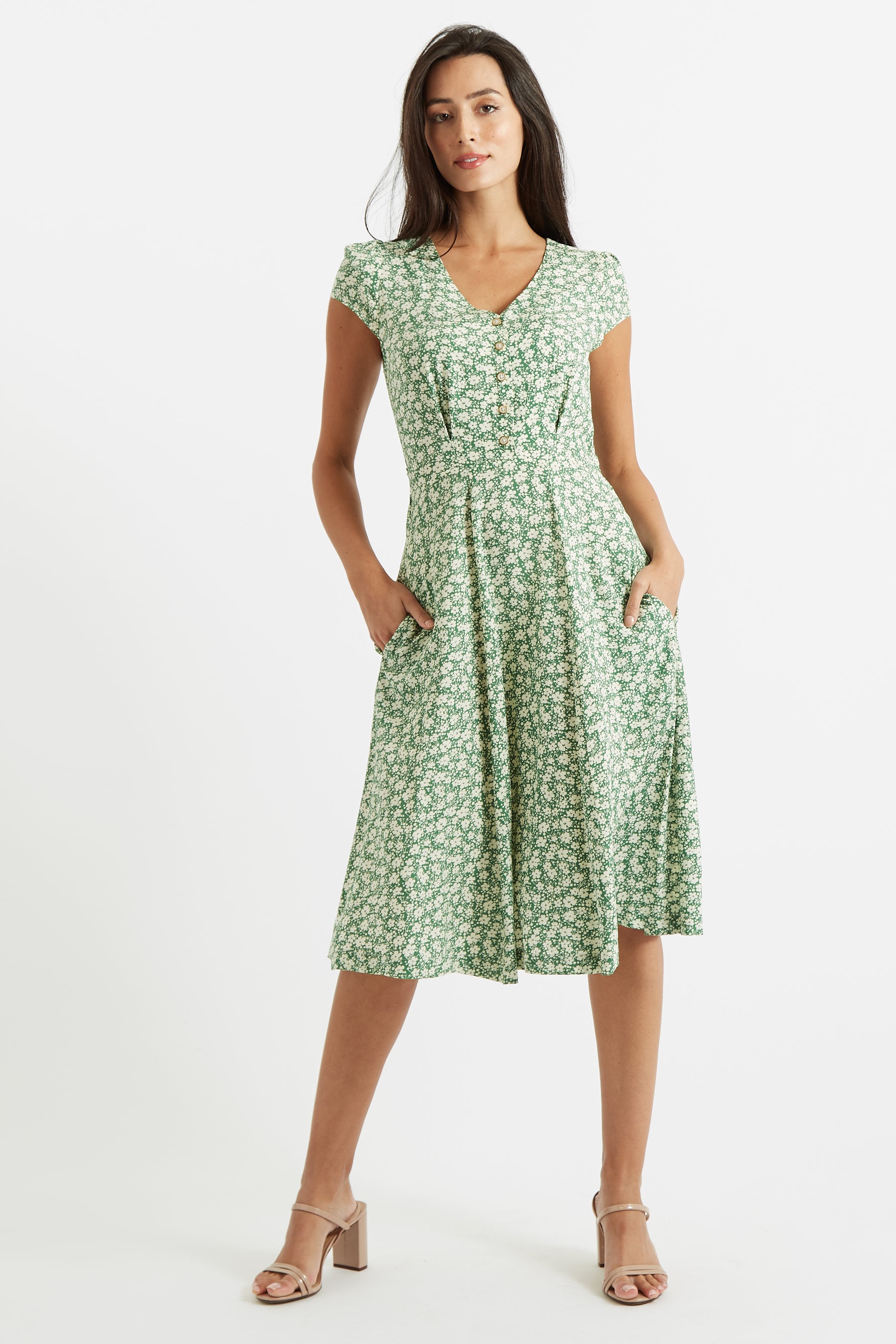 Cathleen Midi Periwinkle Tea Dress Louche