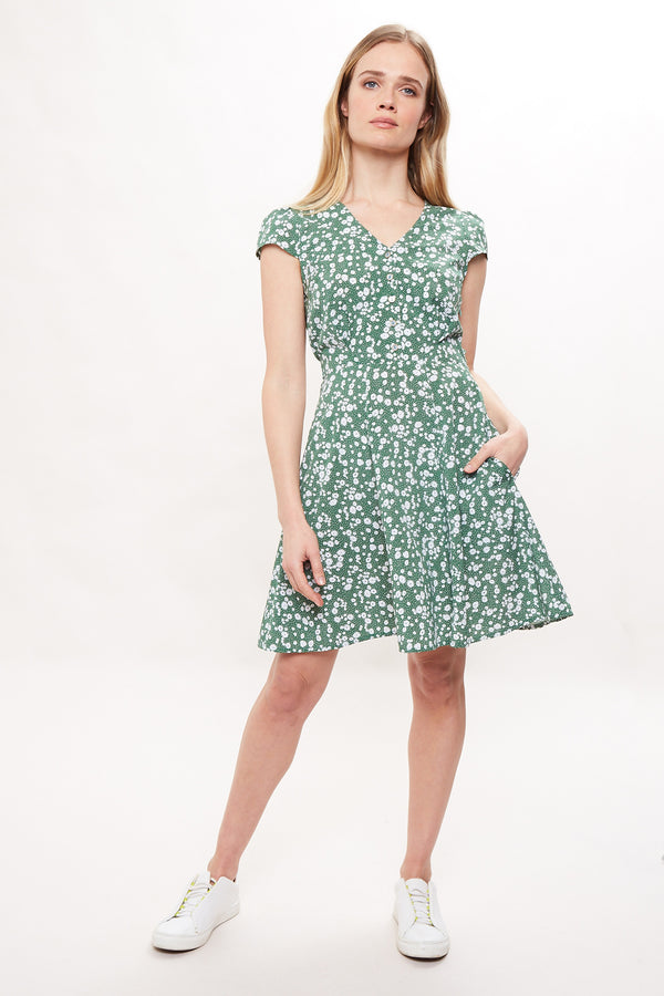 Cathleen Green Flower Dot Mini Tea Dress