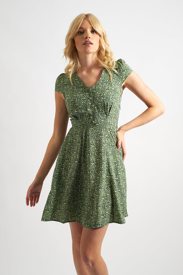 Cathleen Mini Ditsy Tea Dress Green