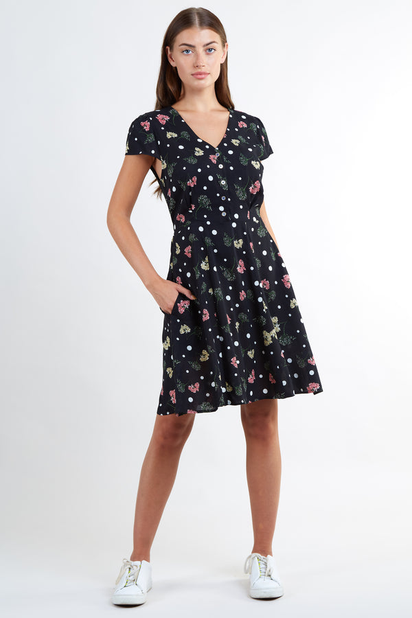 Cathleen Elderflower Print Mini Tea Dress