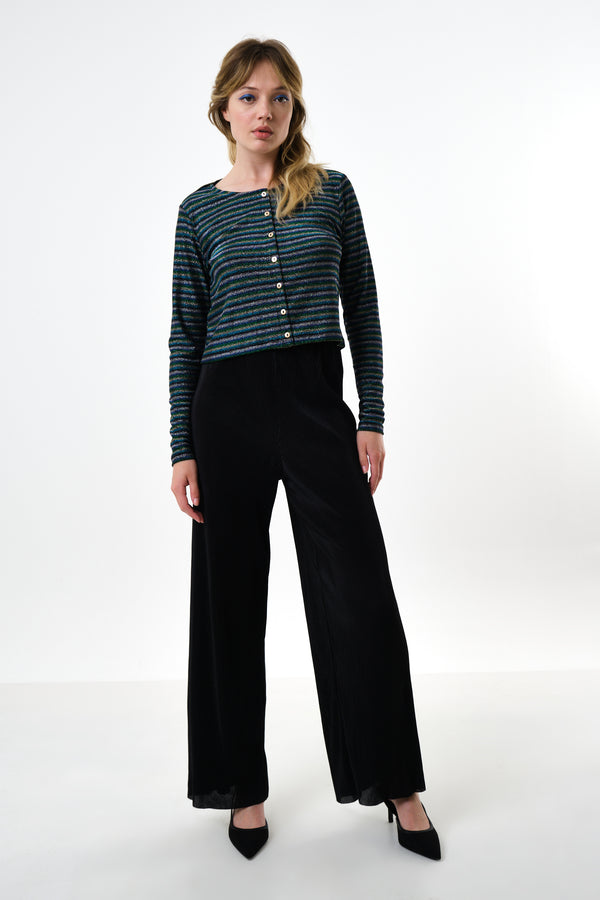 Clothide Pleated Wide Leg Trousers - Black