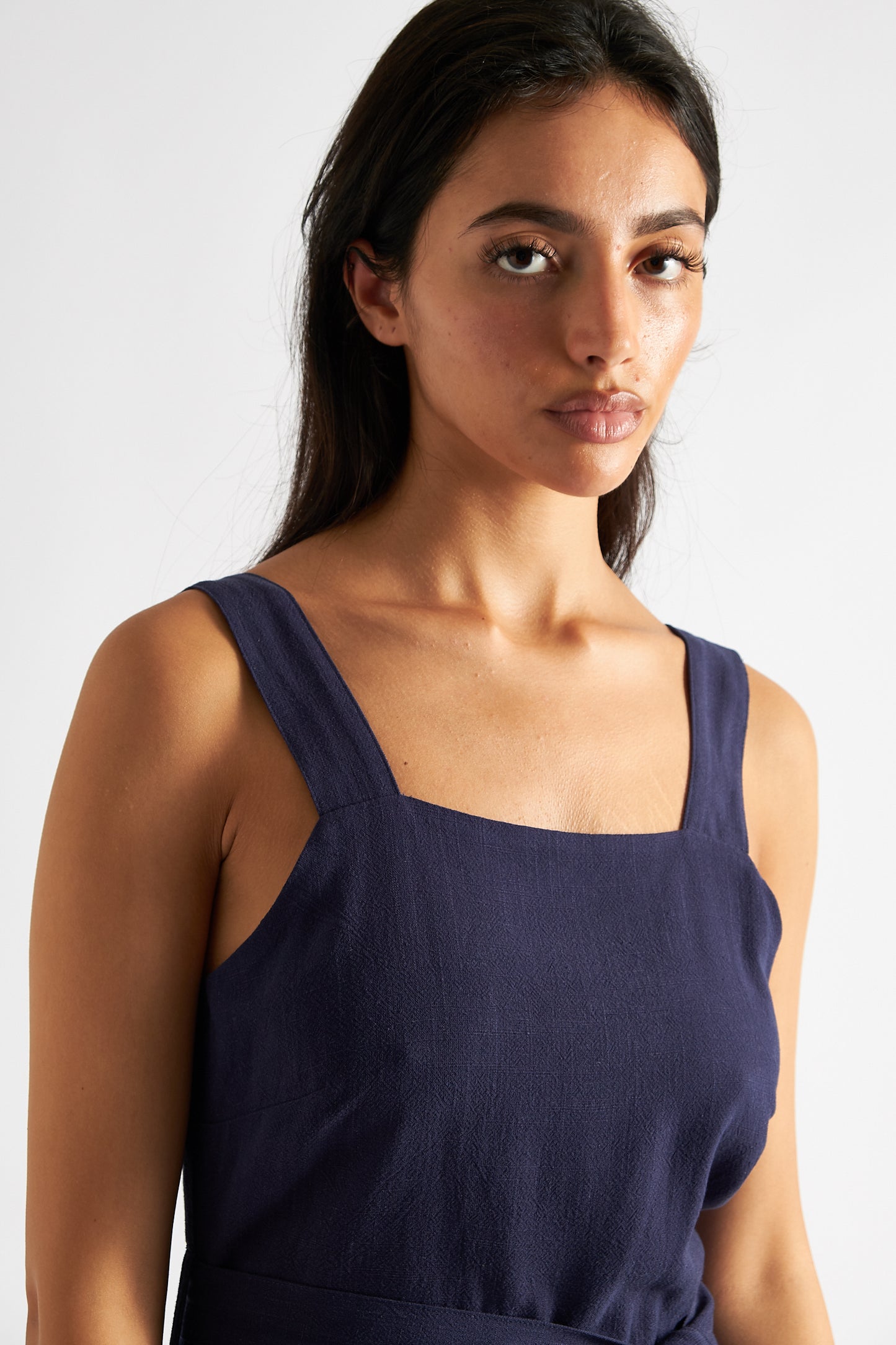 Dawson Linen Mix Strappy Jumpsuit - Navy