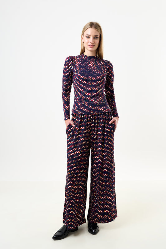 Foster Retro Dots Print Jersey Trouser