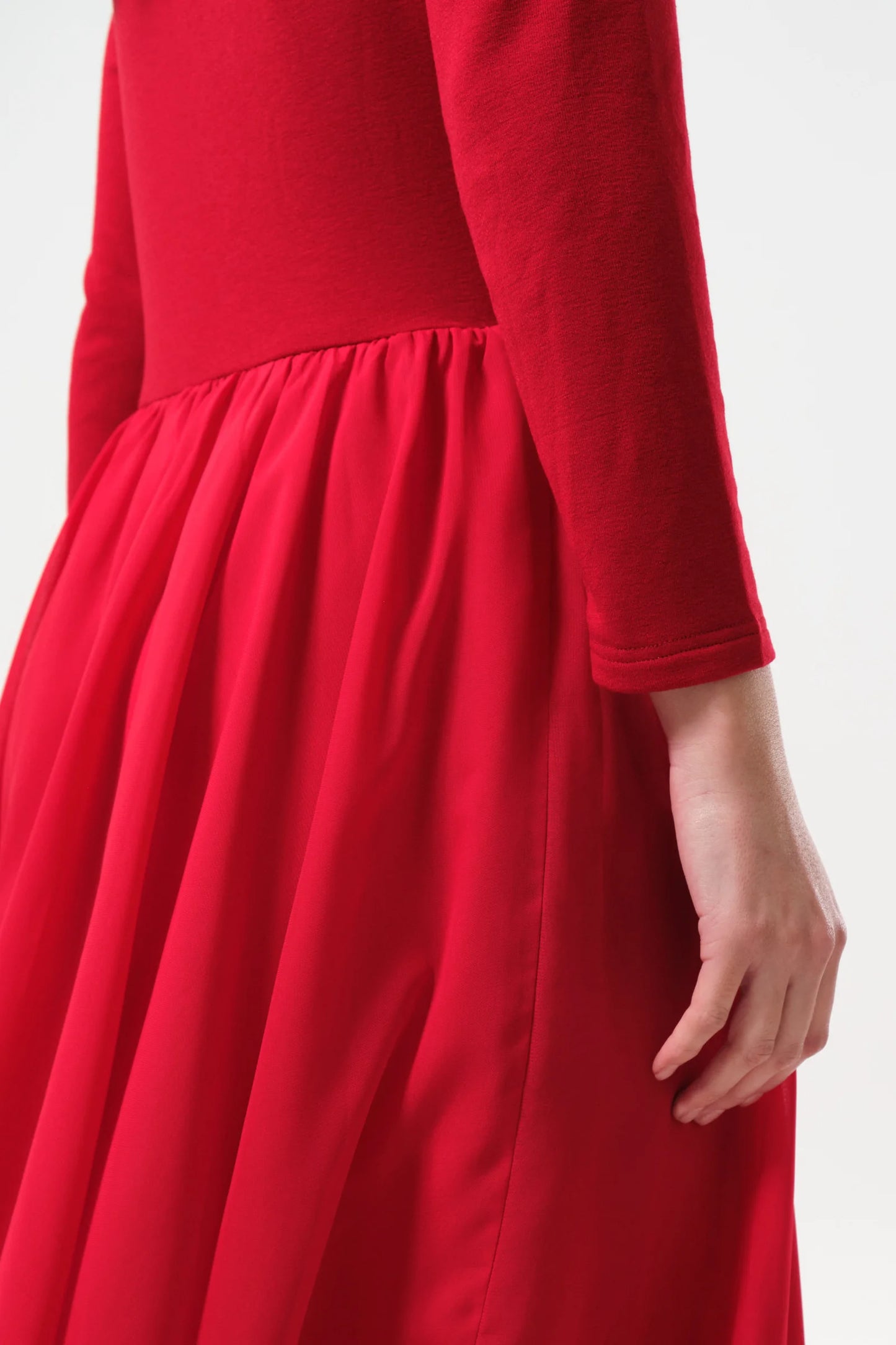 Huxley Jersey & Georgette Midi Dress - Red