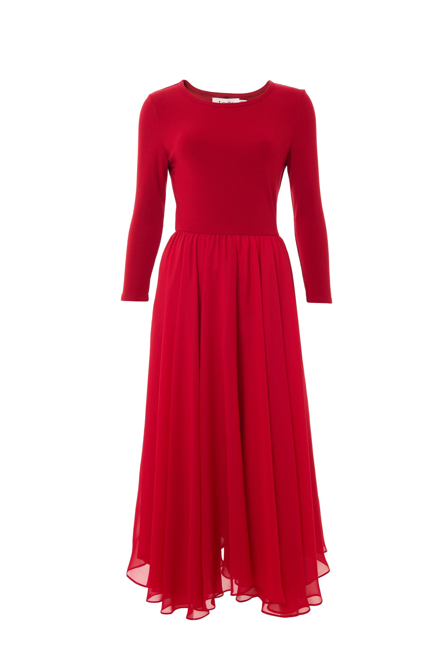 Huxley Jersey & Georgette Midi Dress - Red