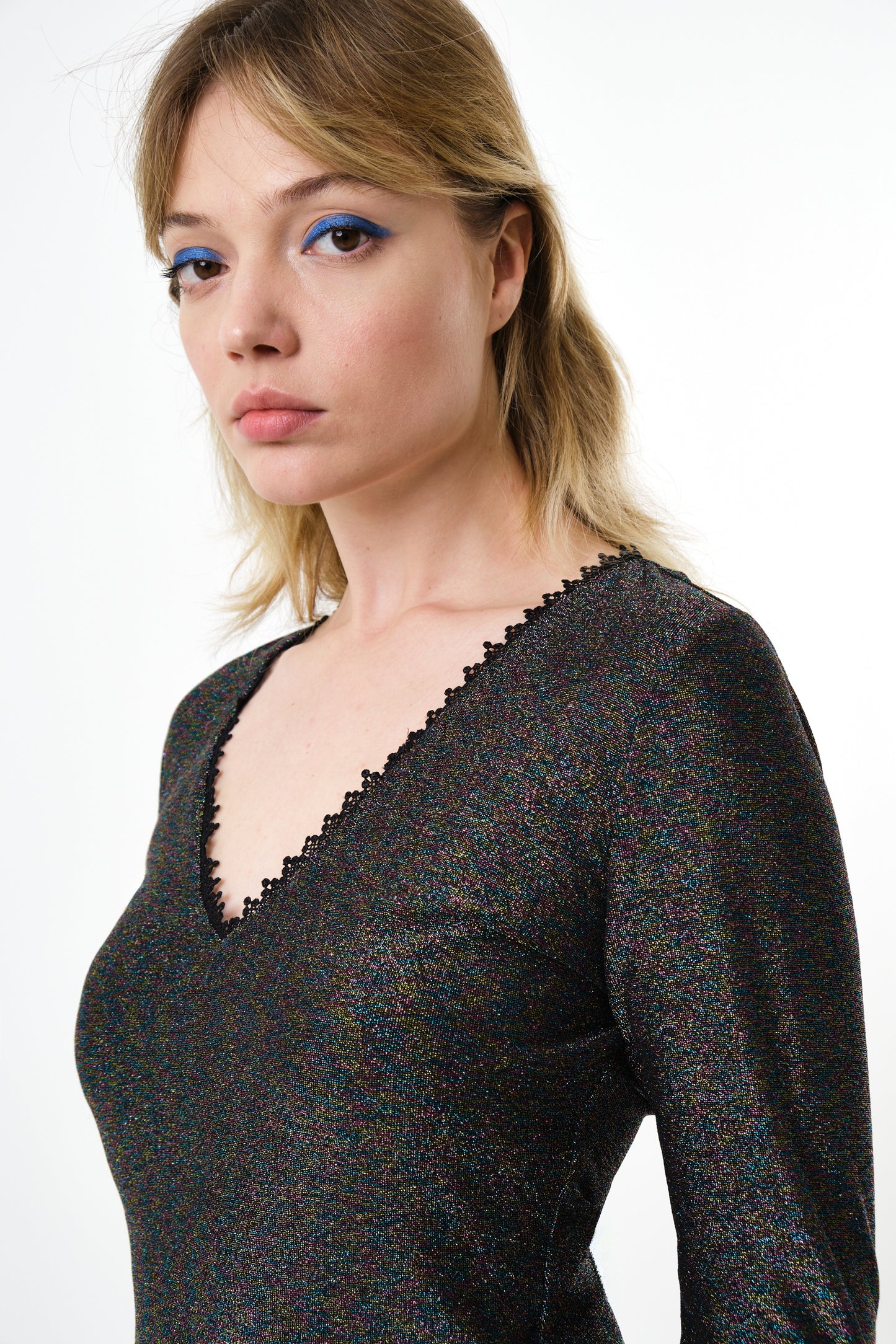 Maeko Sparkle V-Neck Top - Multi