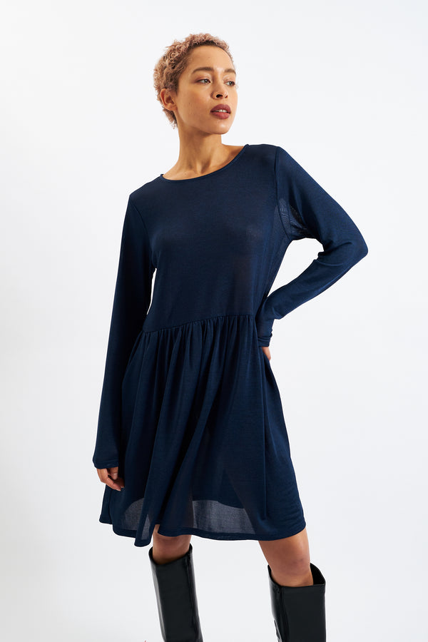 Marylene Marl Throw On Mini Dress in Navy