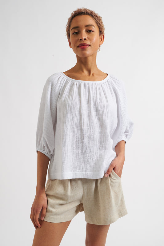 Mayanna Double Gauze Blouse - White