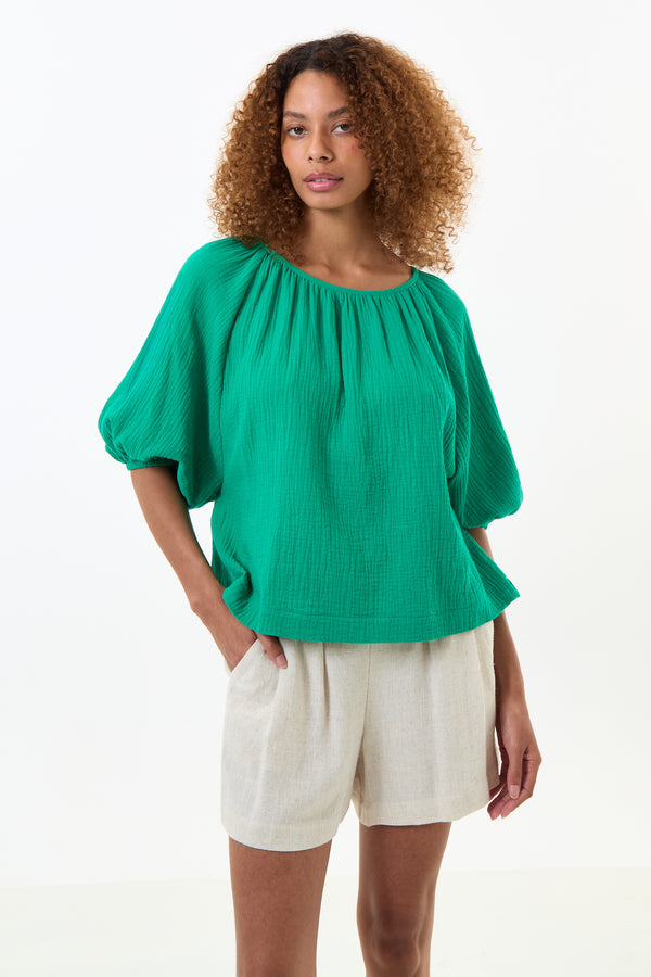 Mayanna Double Gauze Top - Green