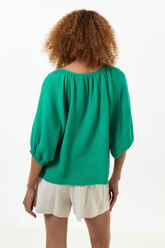 Mayanna Double Gauze Top - Green