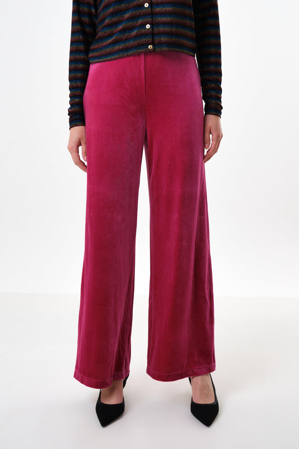 Melvin Velvet Wide Leg Trousers - Pink