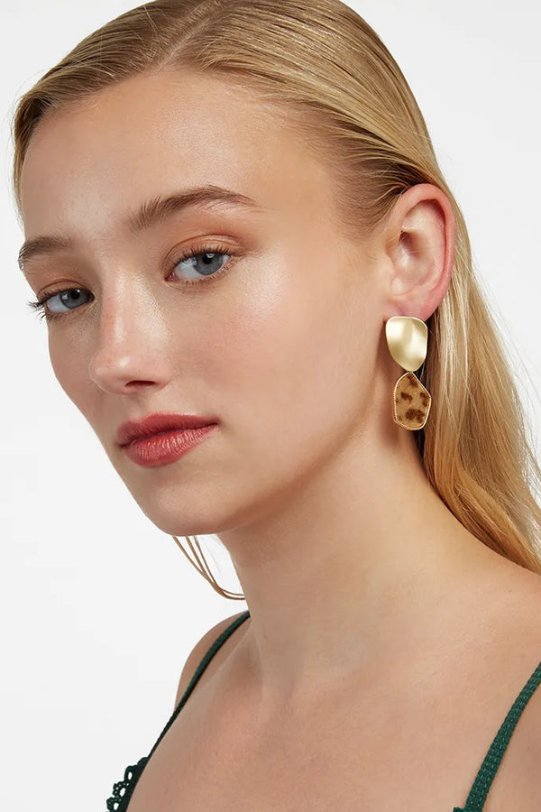 Malachi Matte Gold Leopard Drop Earrings