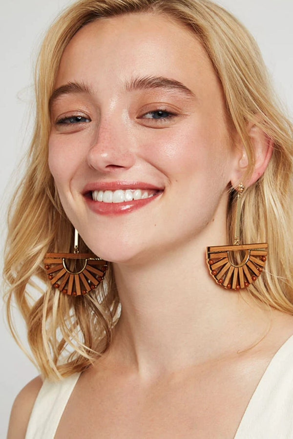 Louche Noah Wooden Pendant Earring