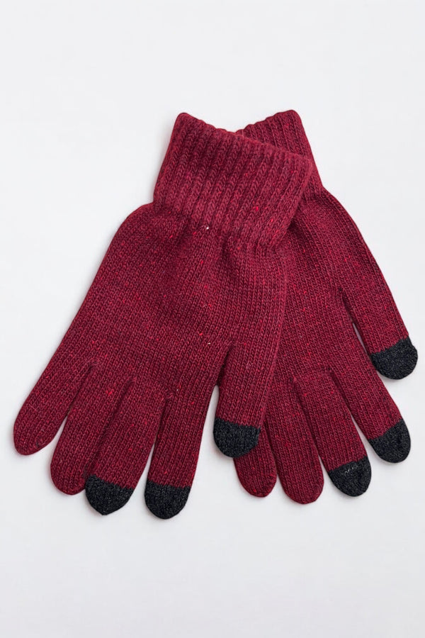 Hahn Burgundy Touch Screen Knitted Gloves