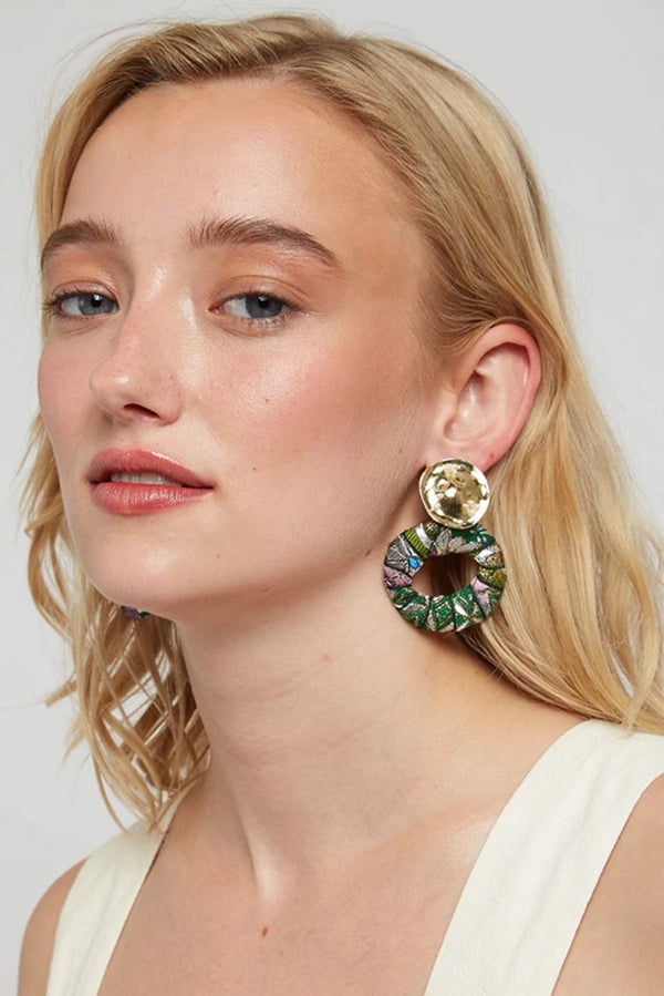 Louche Reuben Oval Shape Earring - Green