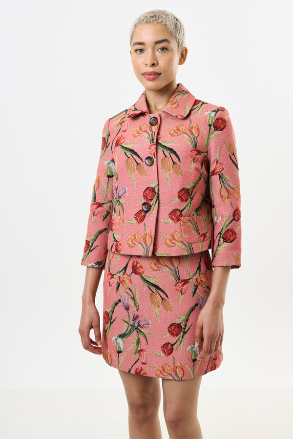 Salut Tulip Jacquard Short Jacket - Pink