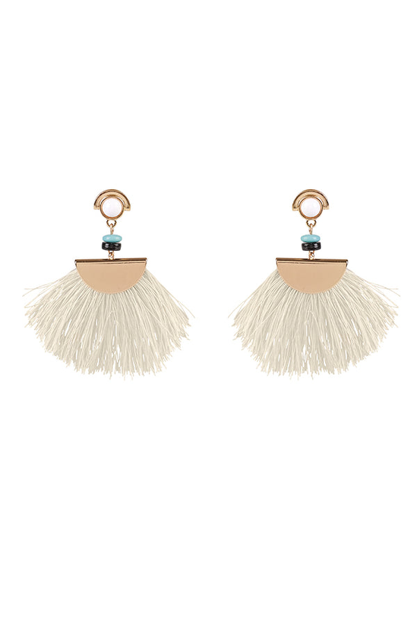 Summer Creamy Statement Tassel Earrings