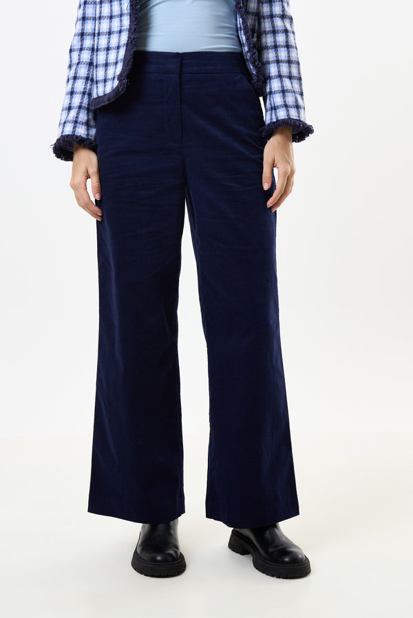 Tilde Lightweight Baby Cord Wide Leg Trousers - Navy