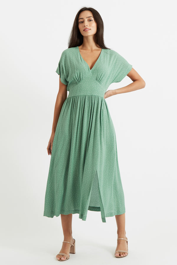 Unity Petite Dot V-Neck Midi Dress