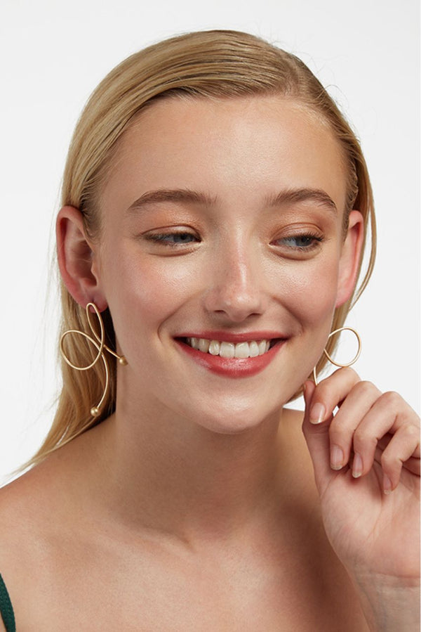 Zina Swirl Statement Gold Earrings