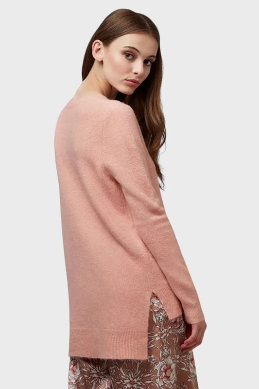 Morgane Knit Step Hem Jumper in Blush