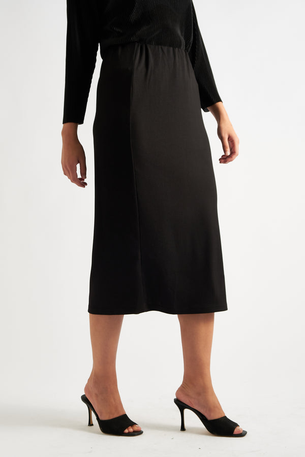 Wilson Black Fine Rib Midi Pencil Skirt