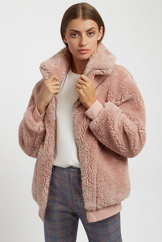 Woody Borg Oversized Bomber Jacket - Pink