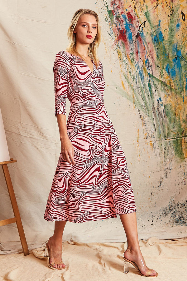 Haden Zebra Pop Print Midi Wrap Dress - Pink