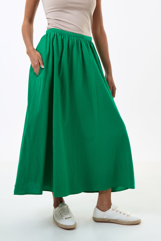 Zoeline Recycled Cotton Midaxi Skirt - Green