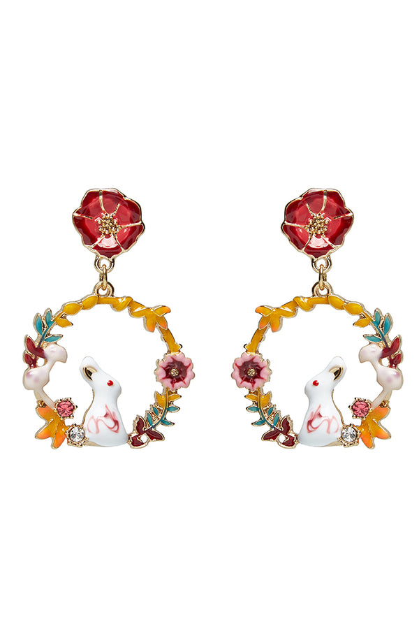 Buster Rabbit Floral Hoop Earrings