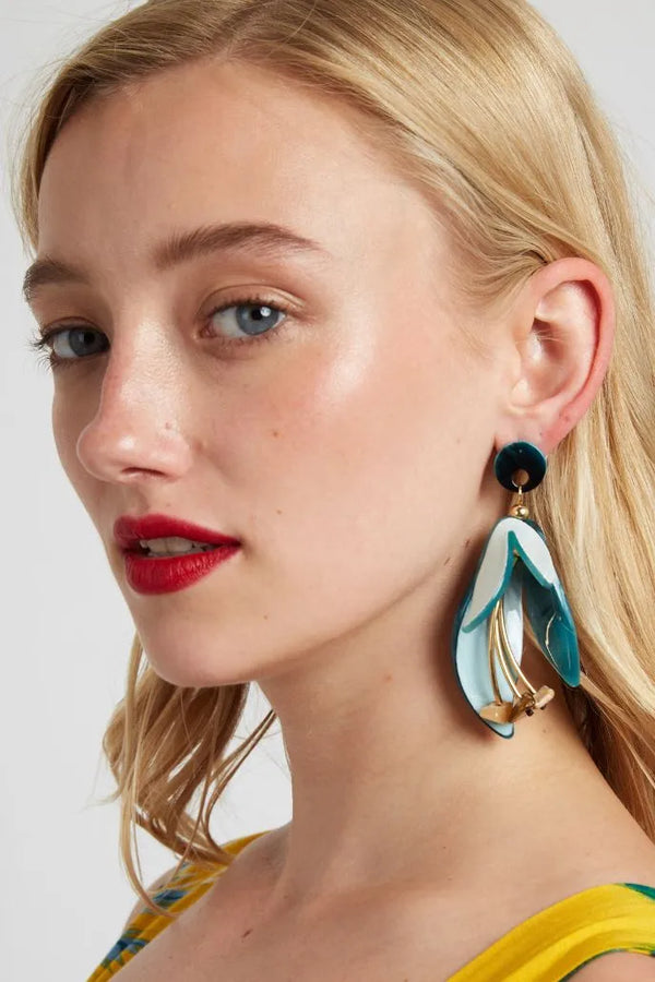 Louche Elisha Tortoise Shell Flower Earrings