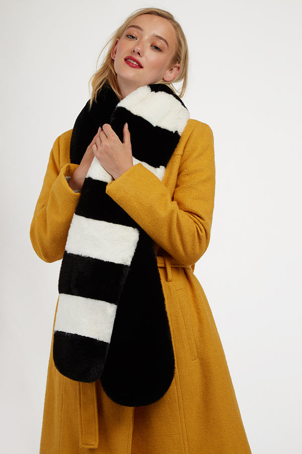 Lotan  Black and White Faux Fur Scarf