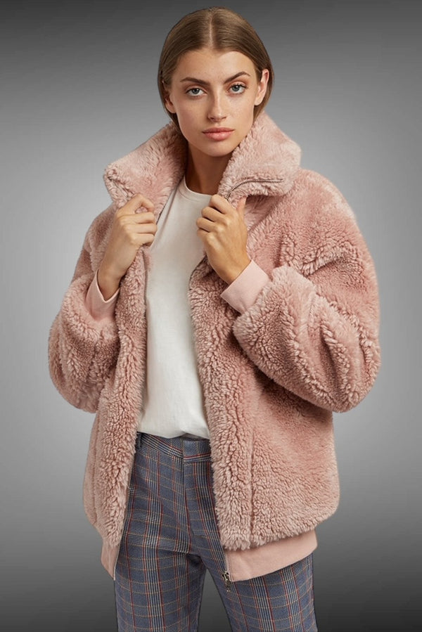 Woody Borg Oversized Bomber Jacket - Pink