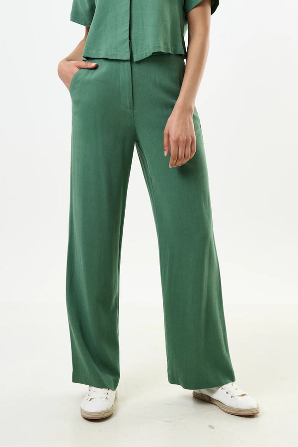 Tilde Linen Mix Wide Leg Trouser - Green